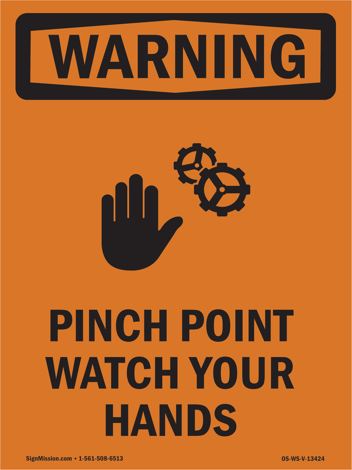 Pinch Point Watch Your Hands With Symbol