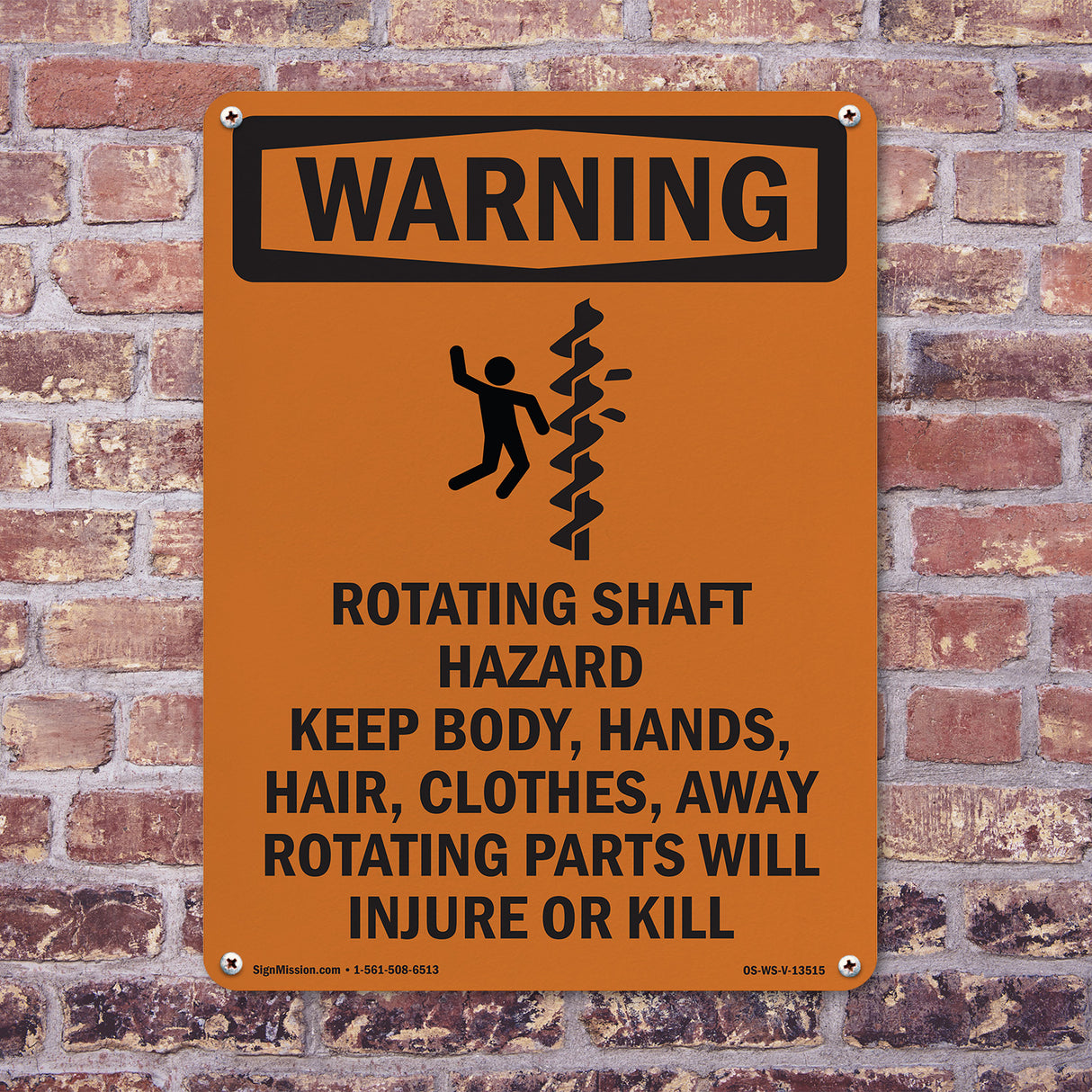 Rotating Shaft Hazard Keep Body, With Symbol