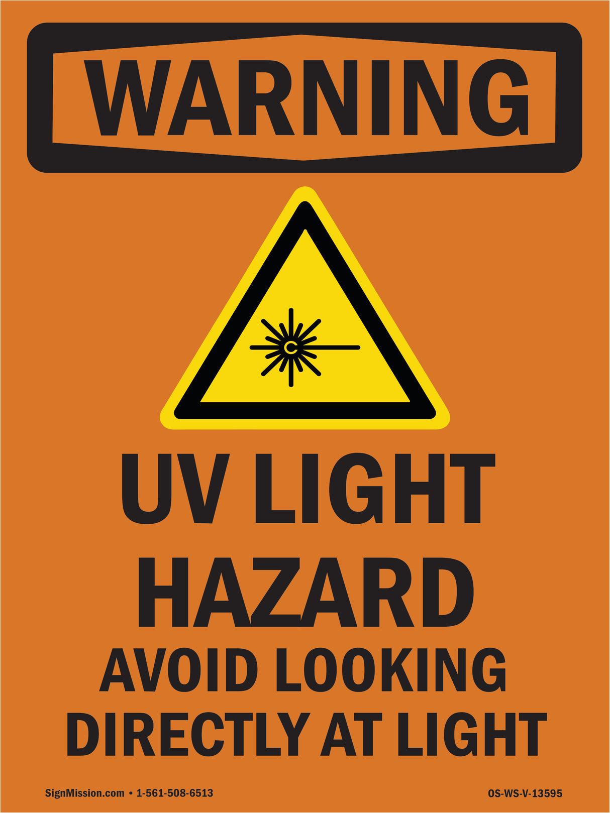 UV Light Hazard Avoid Looking With Symbol