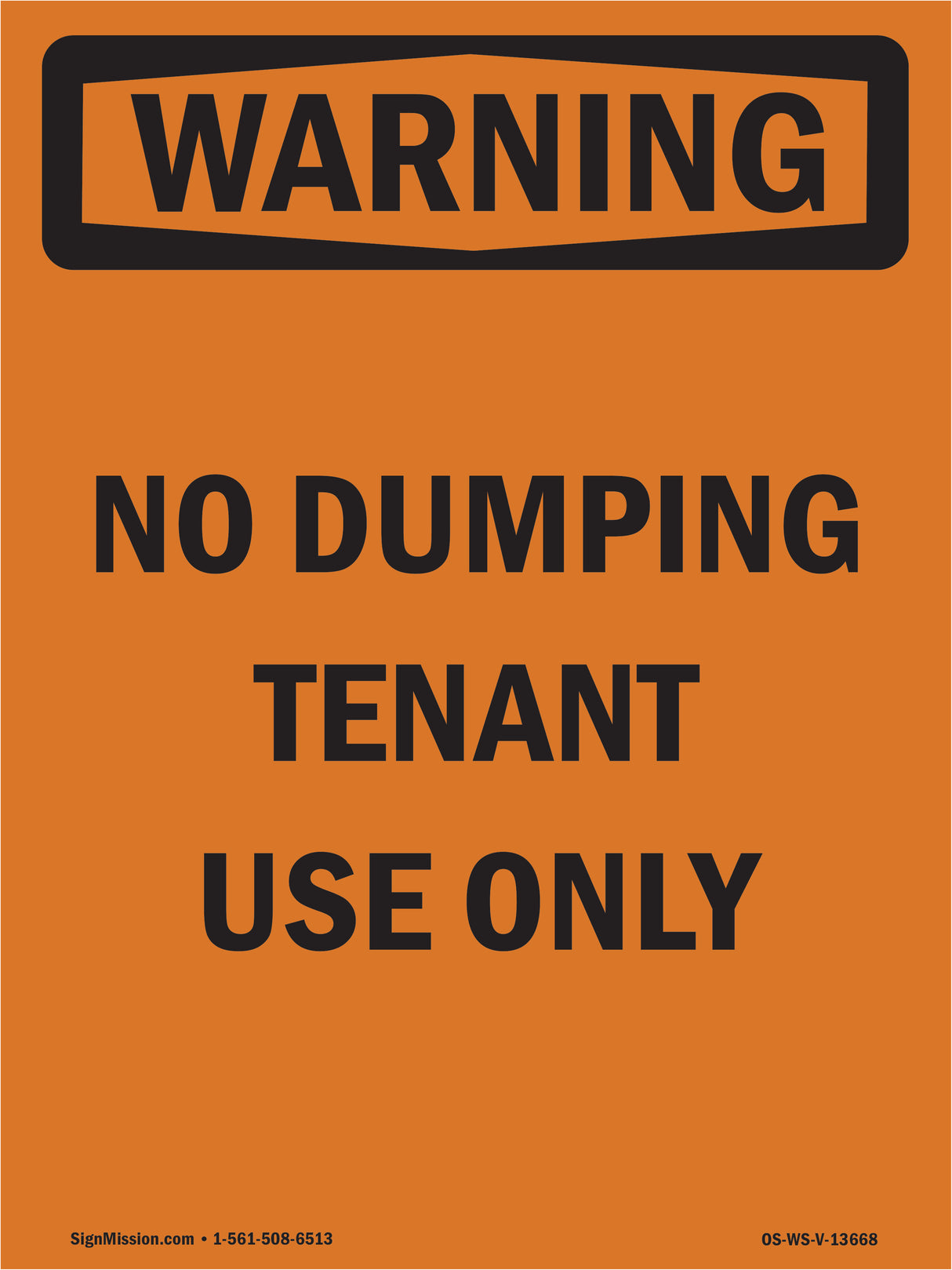 No Dumping Tenant Use Only Bilingual