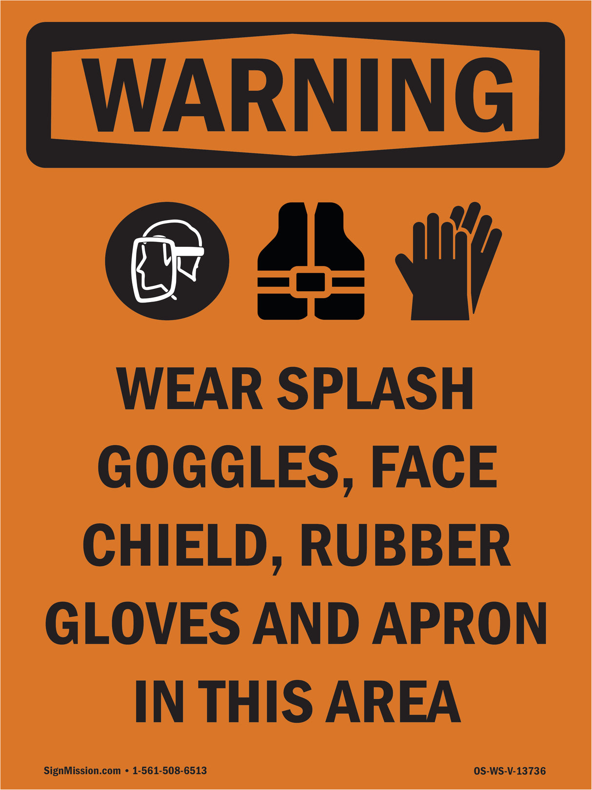 Wear Splash Goggles Shield Gloves Apron