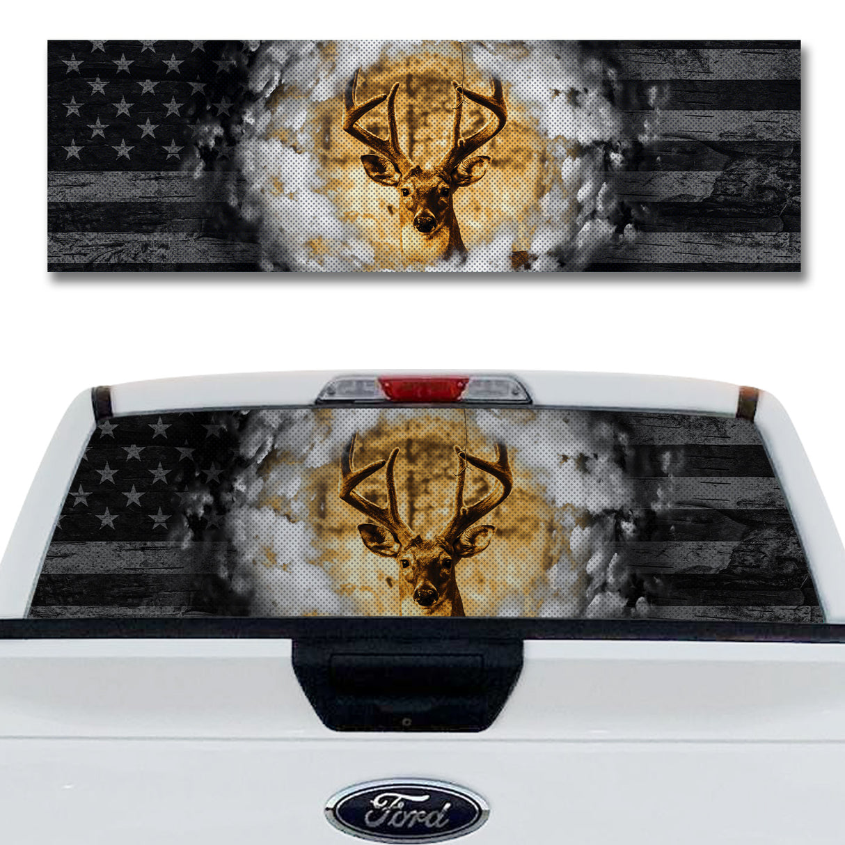 Deer Over Flag