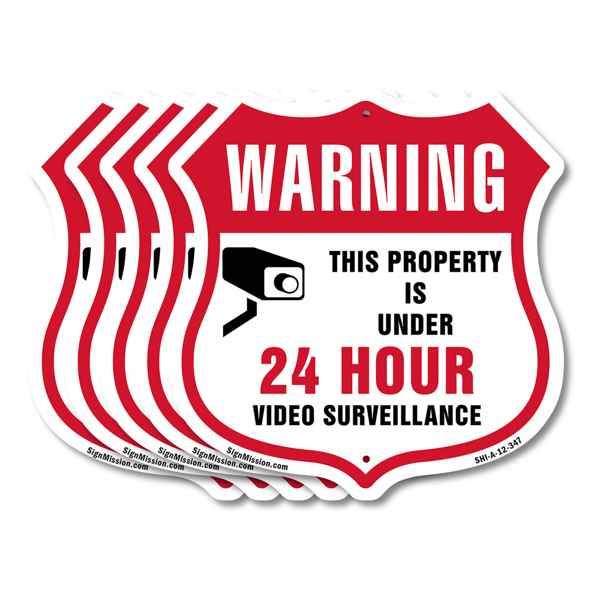 24 Hour Surveillance Shield Sign Warning This Property Is Under 24 Hour Video Surveillance