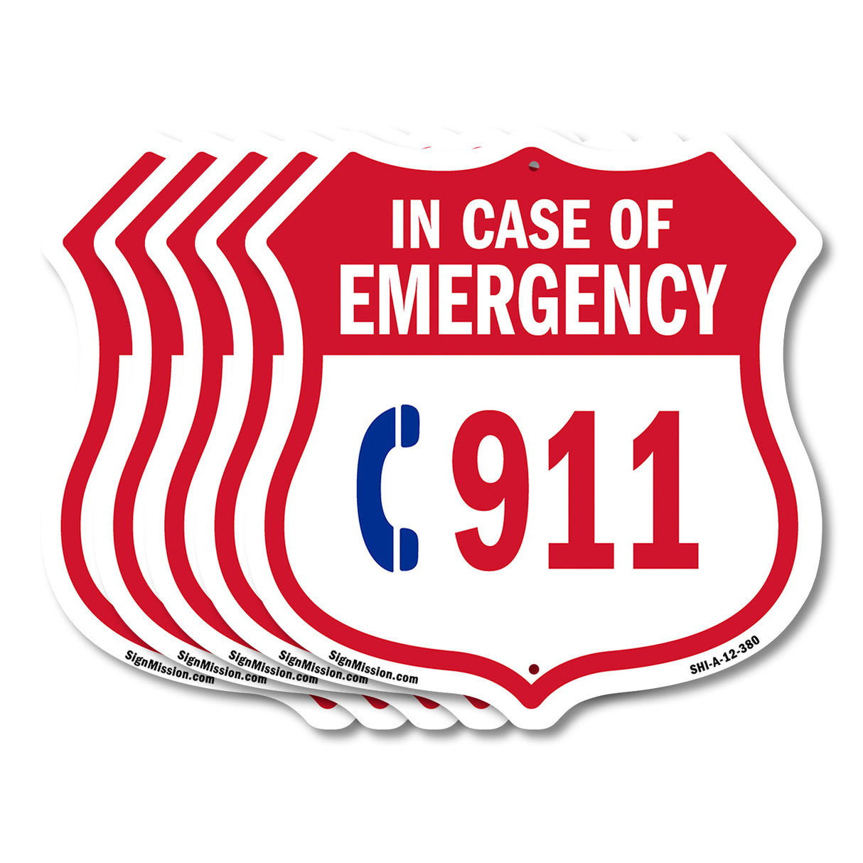 Emergency 911 Phone Shield Sign In Case Of Emergency Call 911