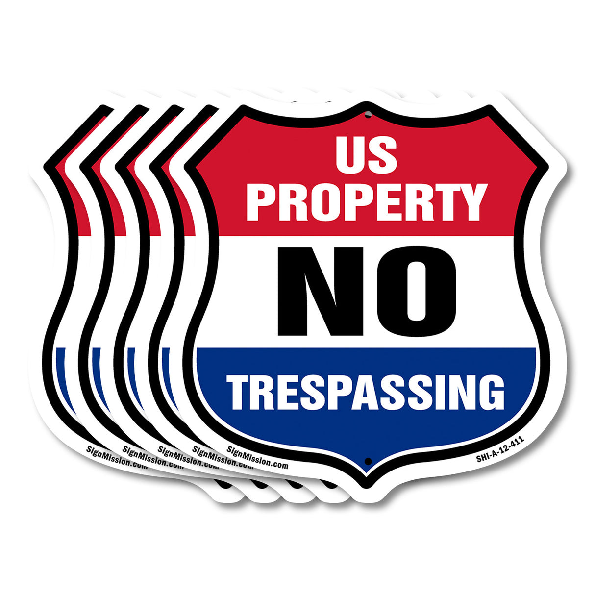 No Trespassing Shield Sign U.S. Property No Trespassing