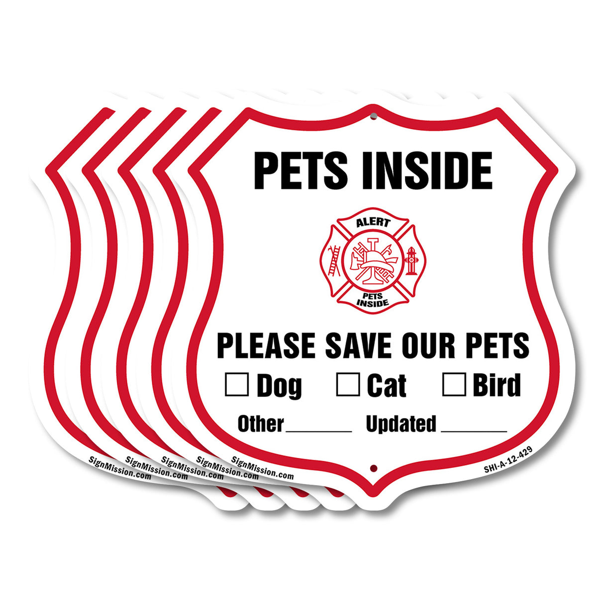 Pets Inside Shield Sign Alert Please Save Our Pets