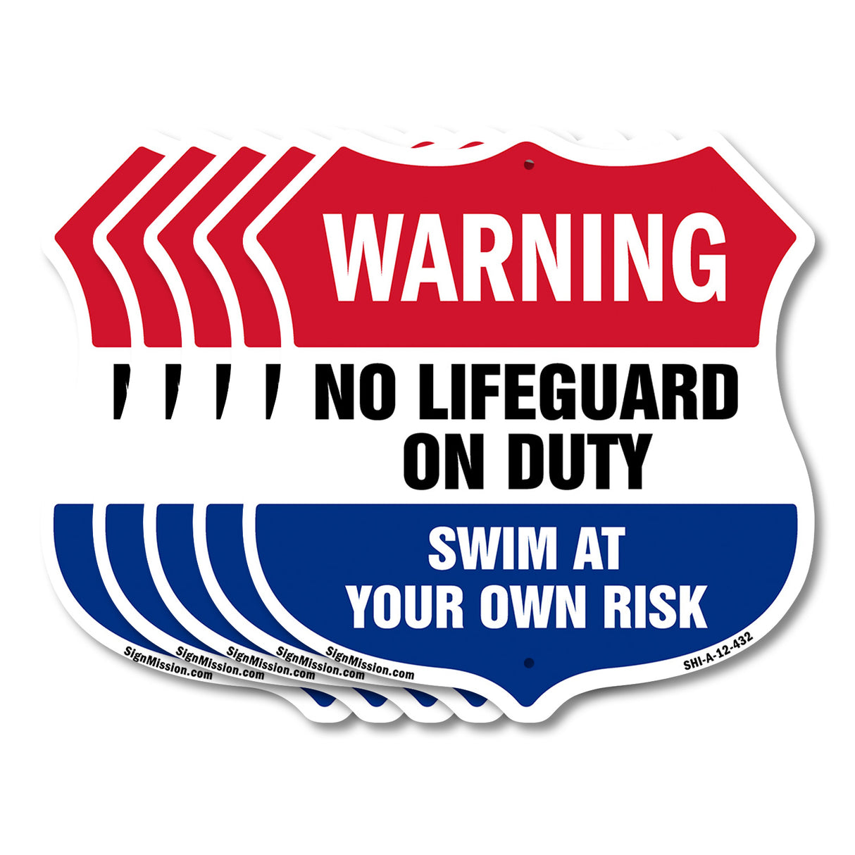 Pool Warning Shield Sign No Lifeguard On Duty Swim At Your Own Risk