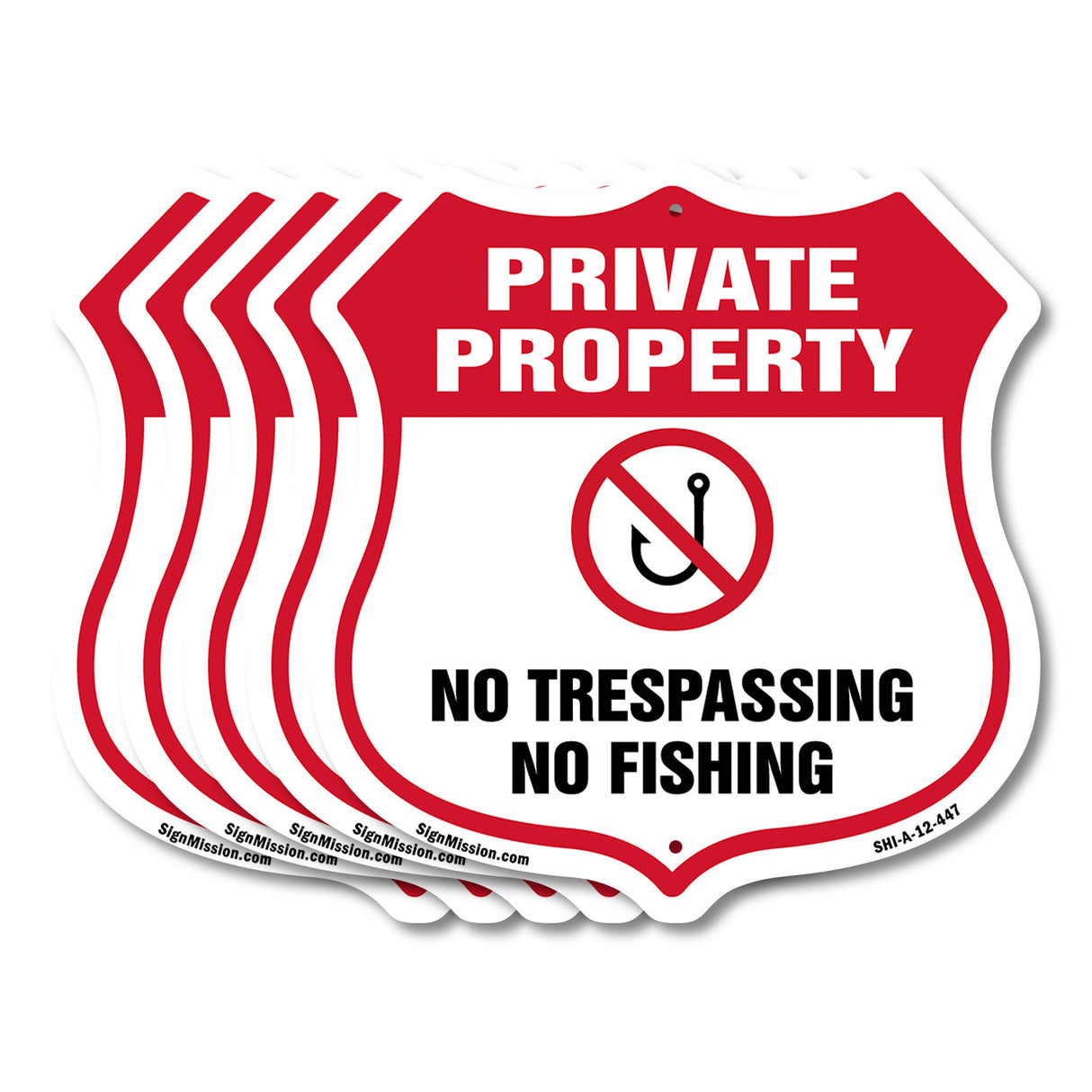 Private Property Shield Sign No Trespassing No Fishing