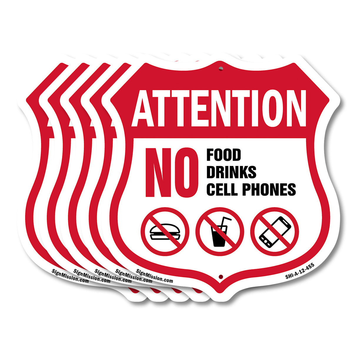 Property Shield Sign No Food No Drinks No Cell Phone