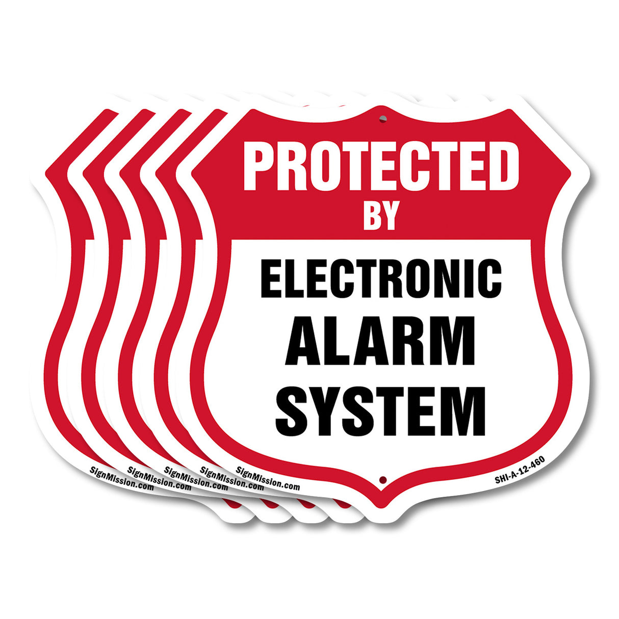 Security Alarm Shield Sign Protected By Electronic Alarm System