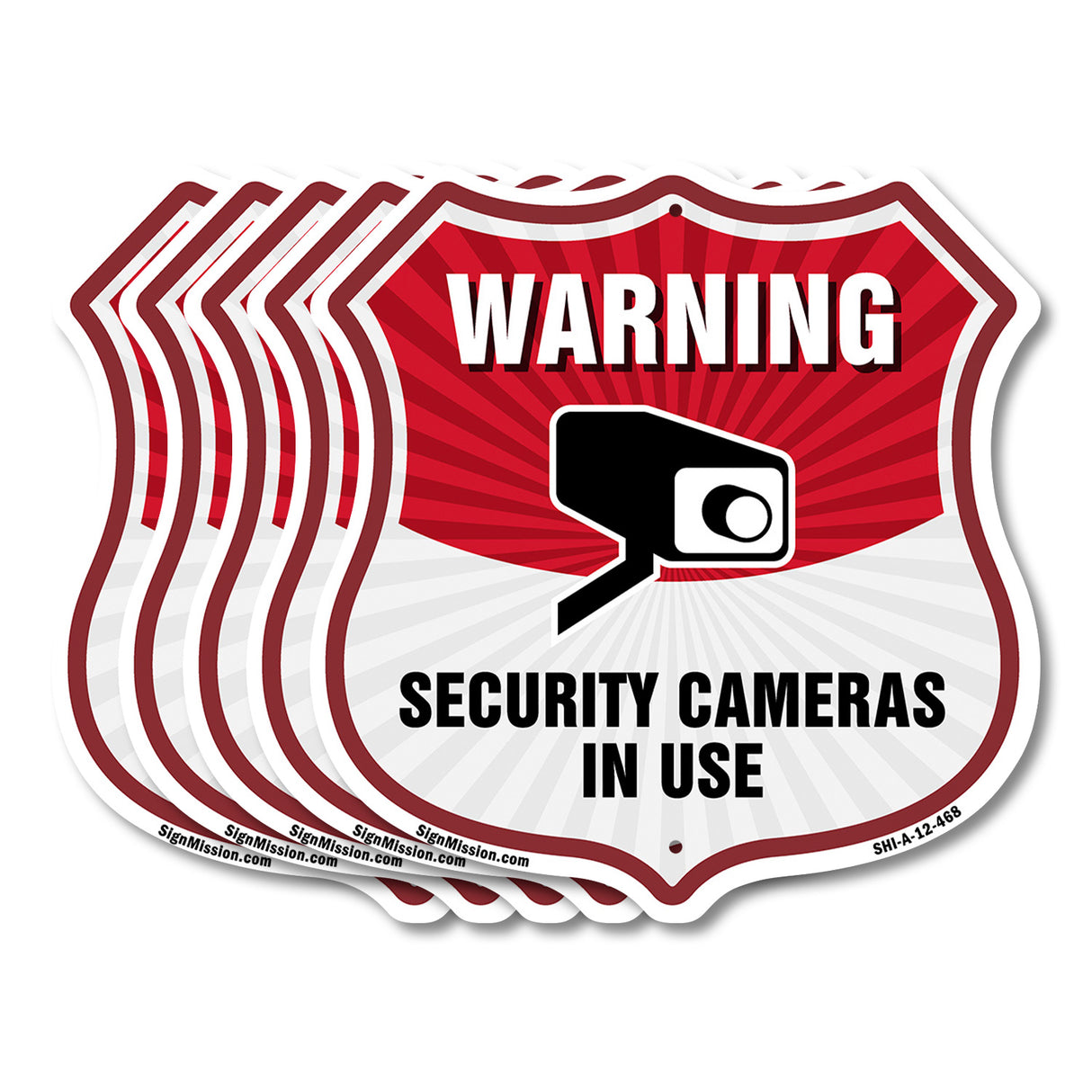 Video Surveillance Shield Sign Warning Security Cameras In Use