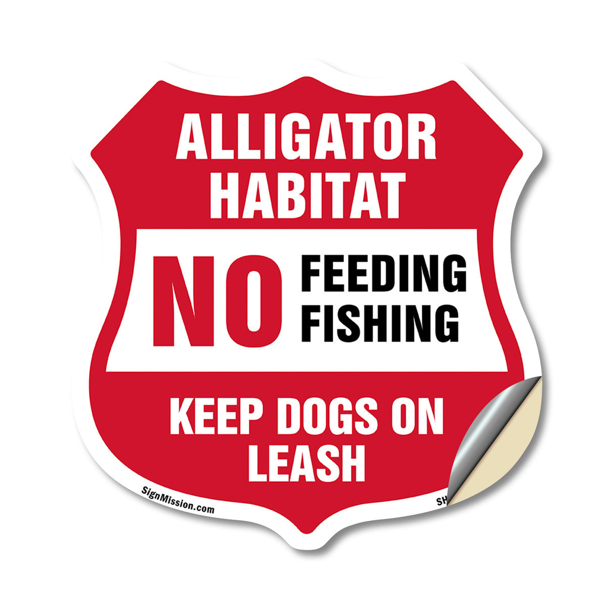 Alligator Warning Shield Sign Alligator Habitat No Feeding Fishing. Keep Dogs On Leash