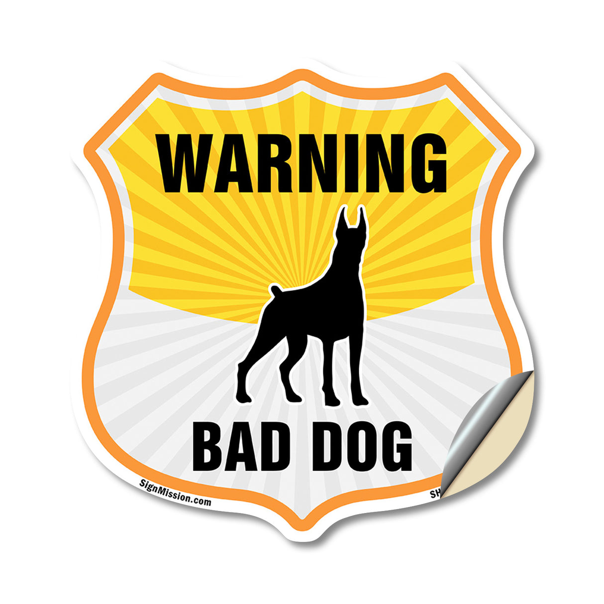 Beware Of Dog Shield Sign Warning Bad Dog