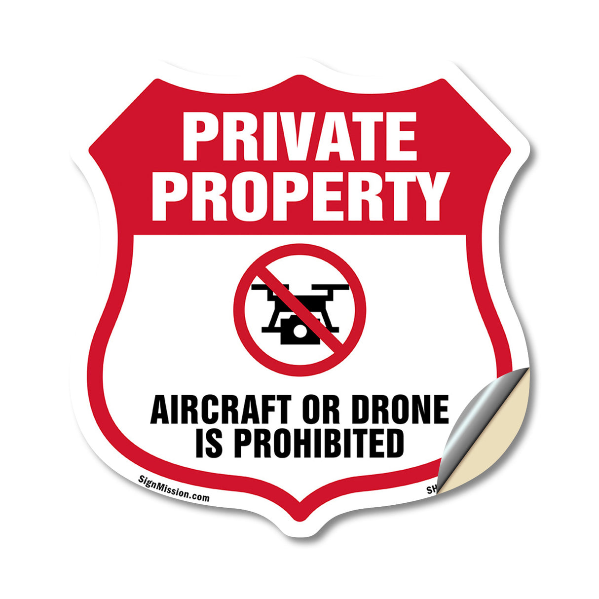 No Drone Shield Sign Aircraft Or Drone Is Prohibited