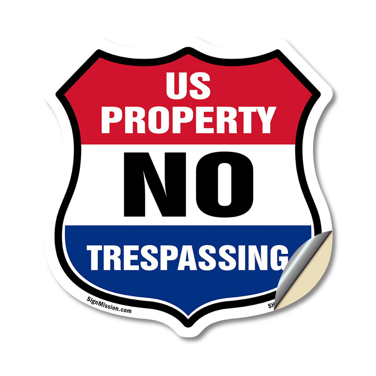 No Trespassing Shield Sign U.S. Property No Trespassing