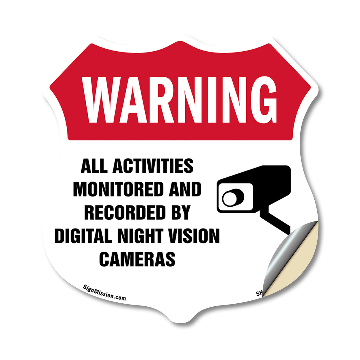 Video Surveillance Shield Label Set Warning All Activities Monitored And Recorded By Digital Night Vision Cameras