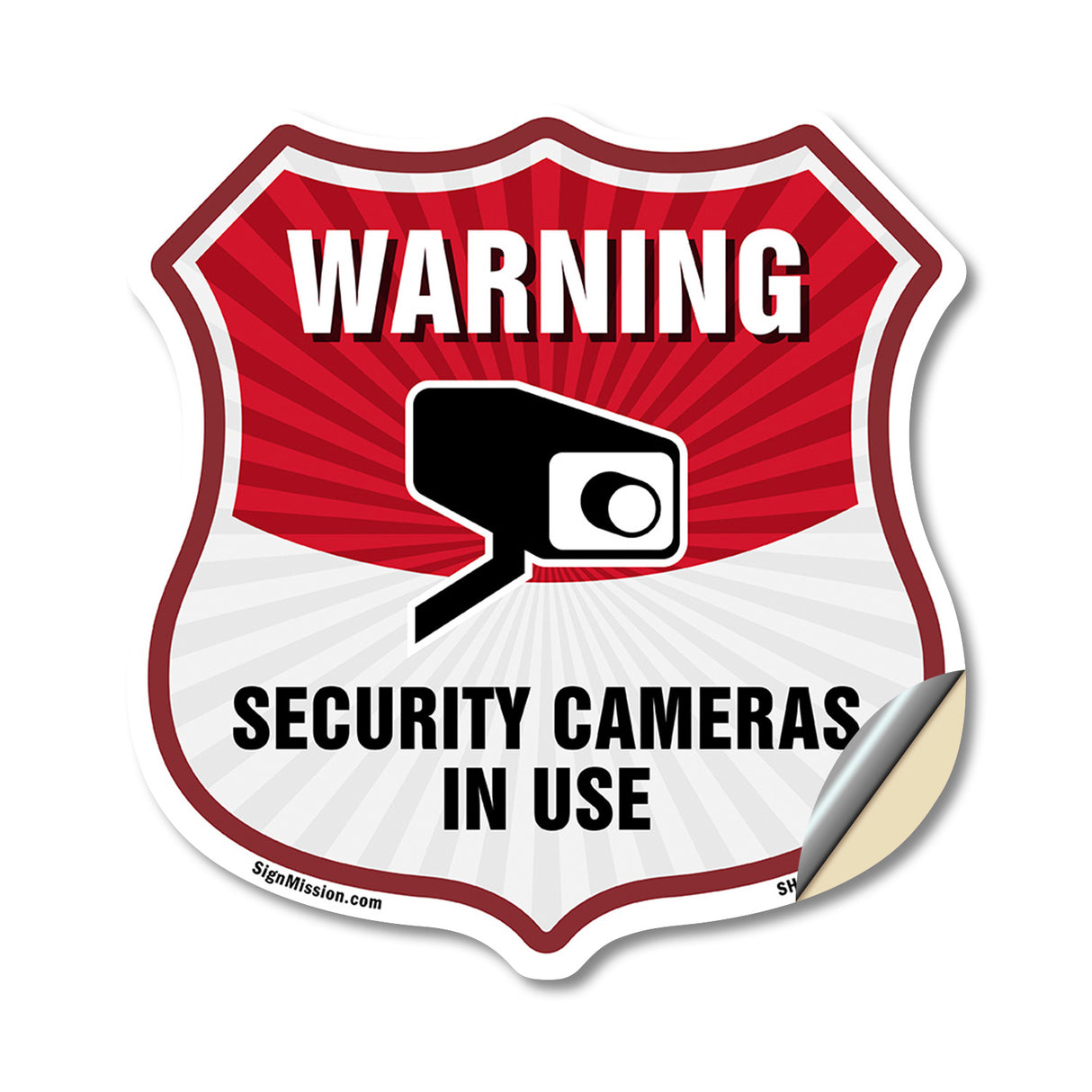 Video Surveillance Shield Sign Warning Security Cameras In Use