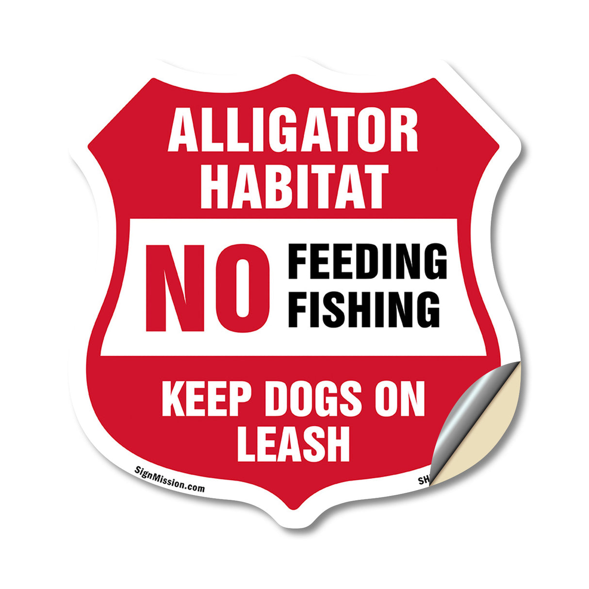 Alligator Warning Shield Sign Alligator Habitat No Feeding Fishing. Keep Dogs On Leash