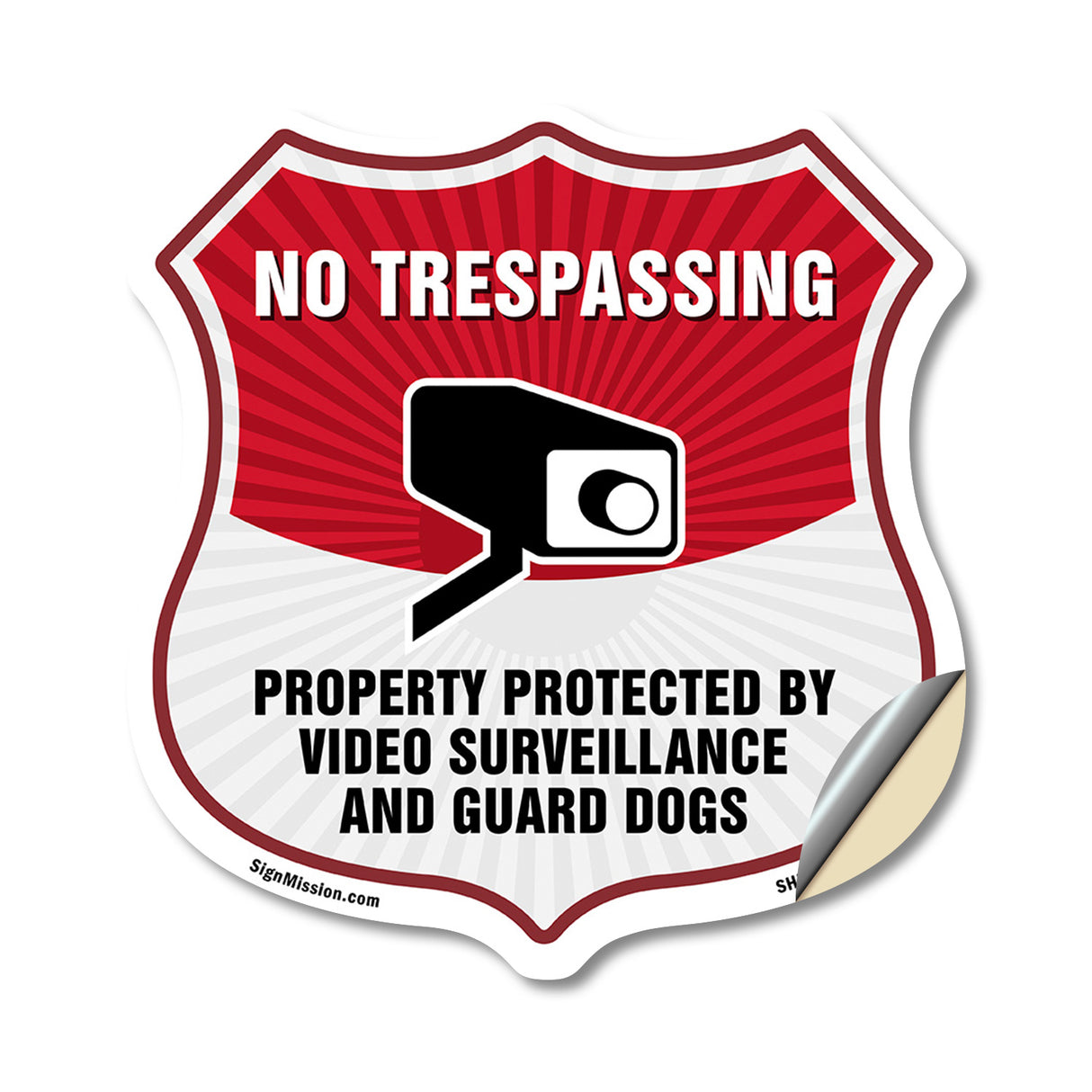 No Trespassing Shield Sign Property Protected By Video Surveillance And Guard Dogs