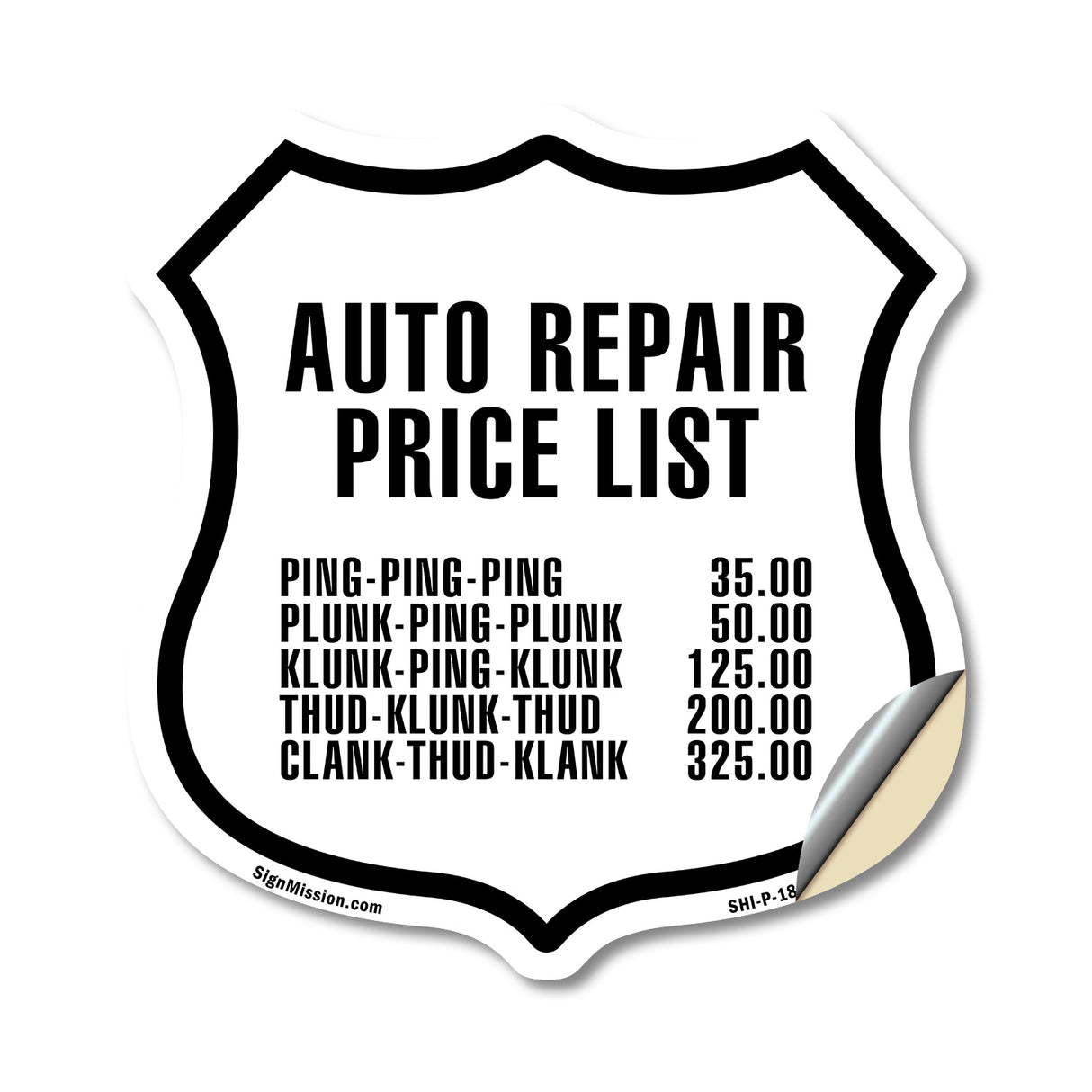 Auto Repair Price List