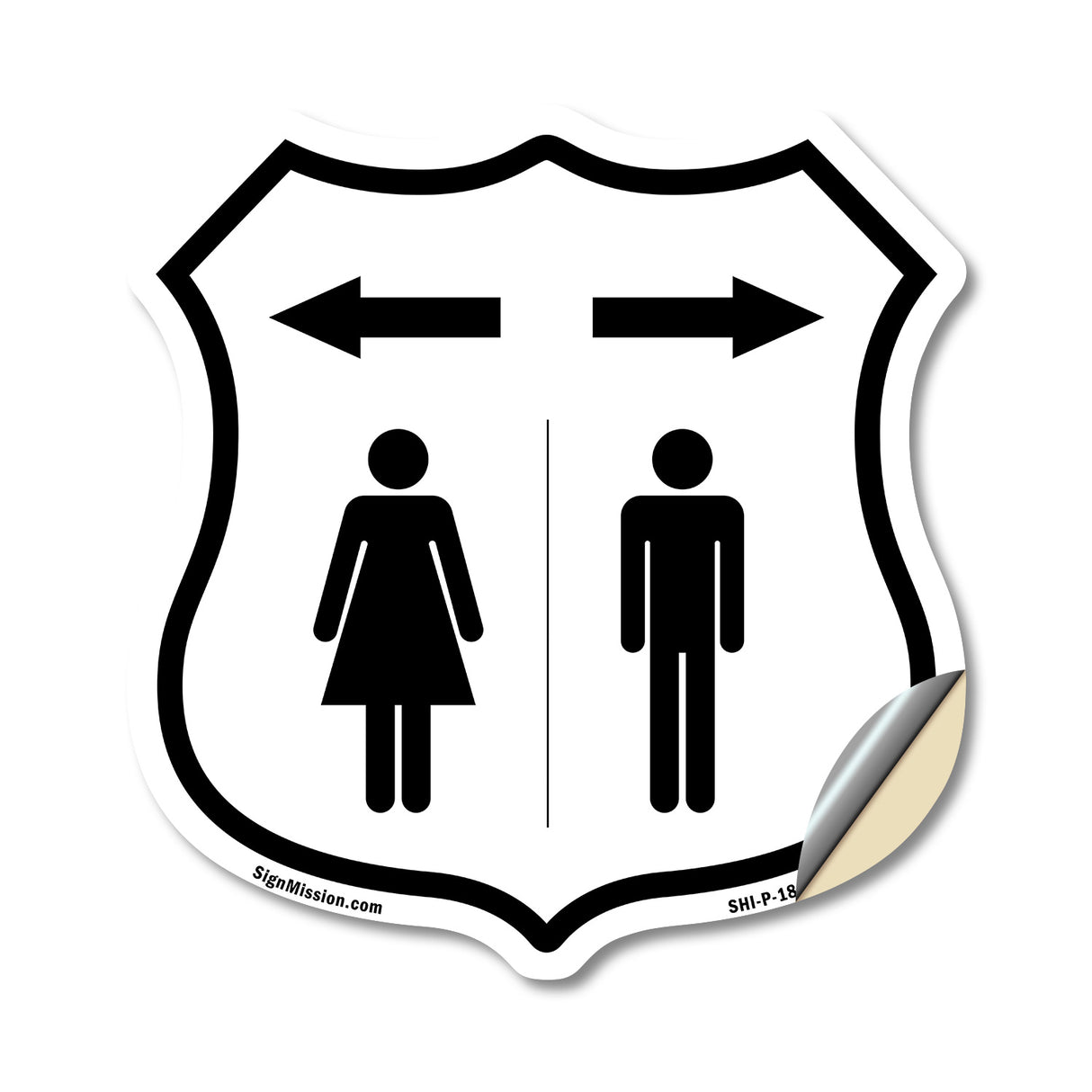 Restroom Women Left Arrow Men Right Arrow