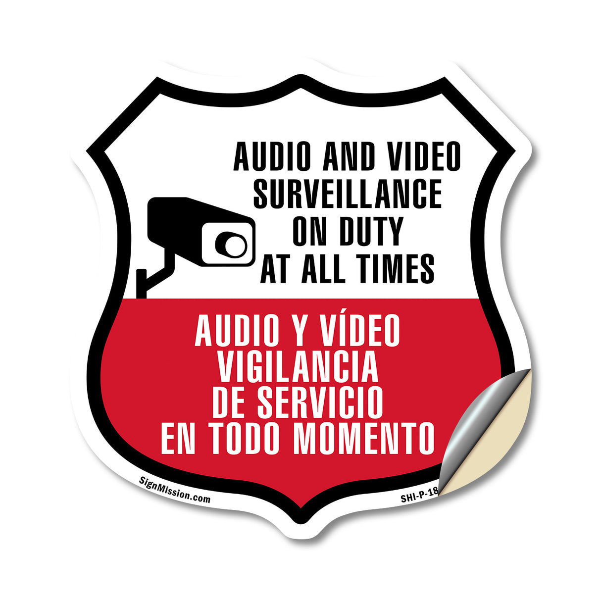 Audio & Video Surveillance On Duty At All Times Sign Bilingual English / Spanish