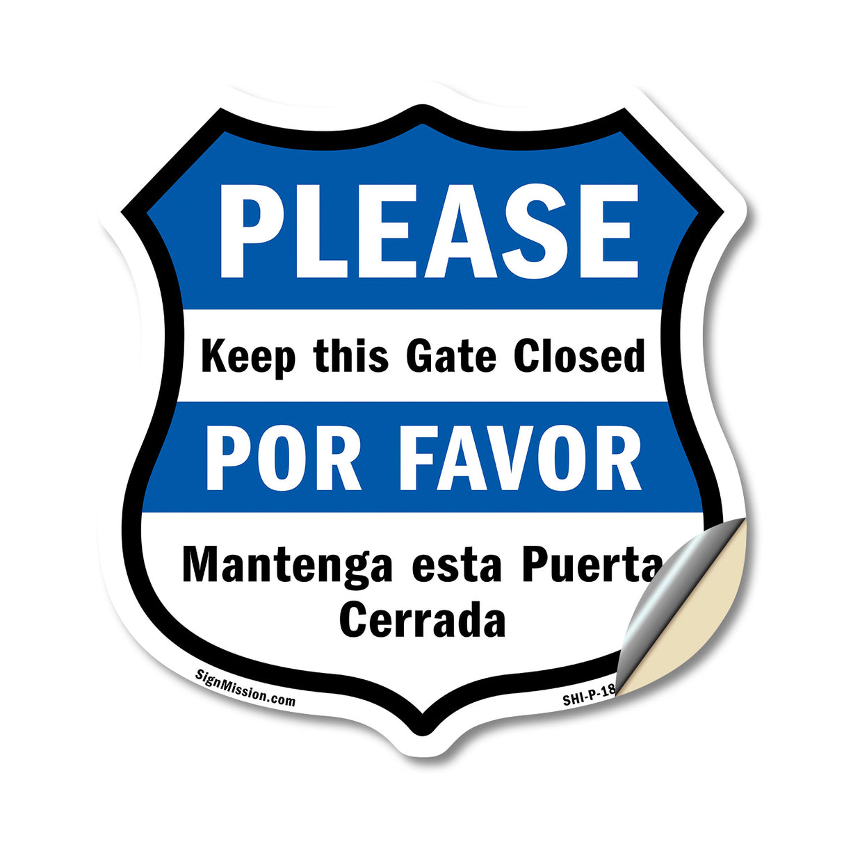Keep Gate Closed Sign Bilingual English / Spanish