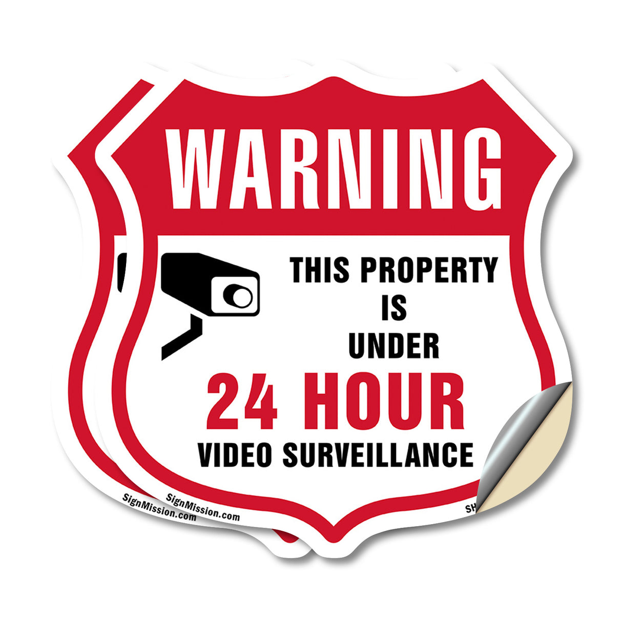 24 Hour Surveillance Shield Sign Warning This Property Is Under 24 Hour Video Surveillance
