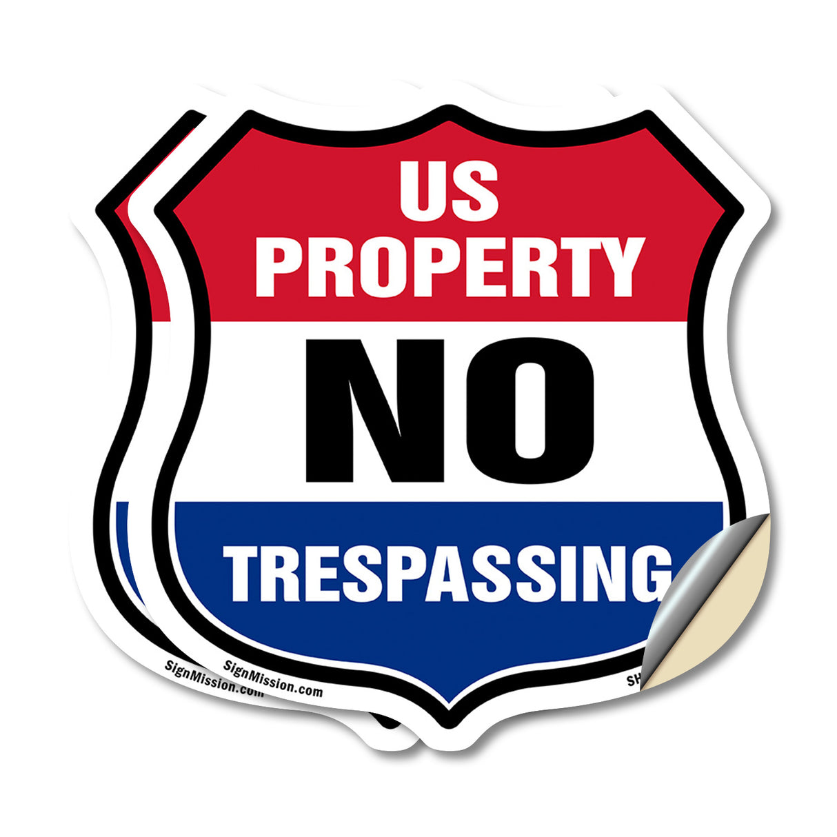 No Trespassing Shield Sign U.S. Property No Trespassing