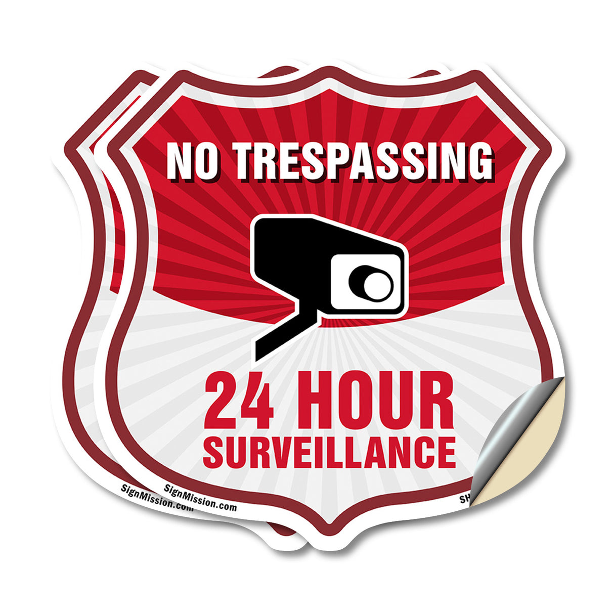 No Trespassing Shield Sign 24 Hour Surveillance