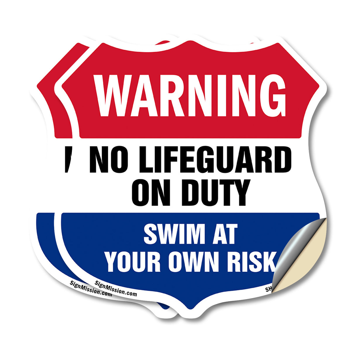 Pool Warning Shield Sign No Lifeguard On Duty Swim At Your Own Risk