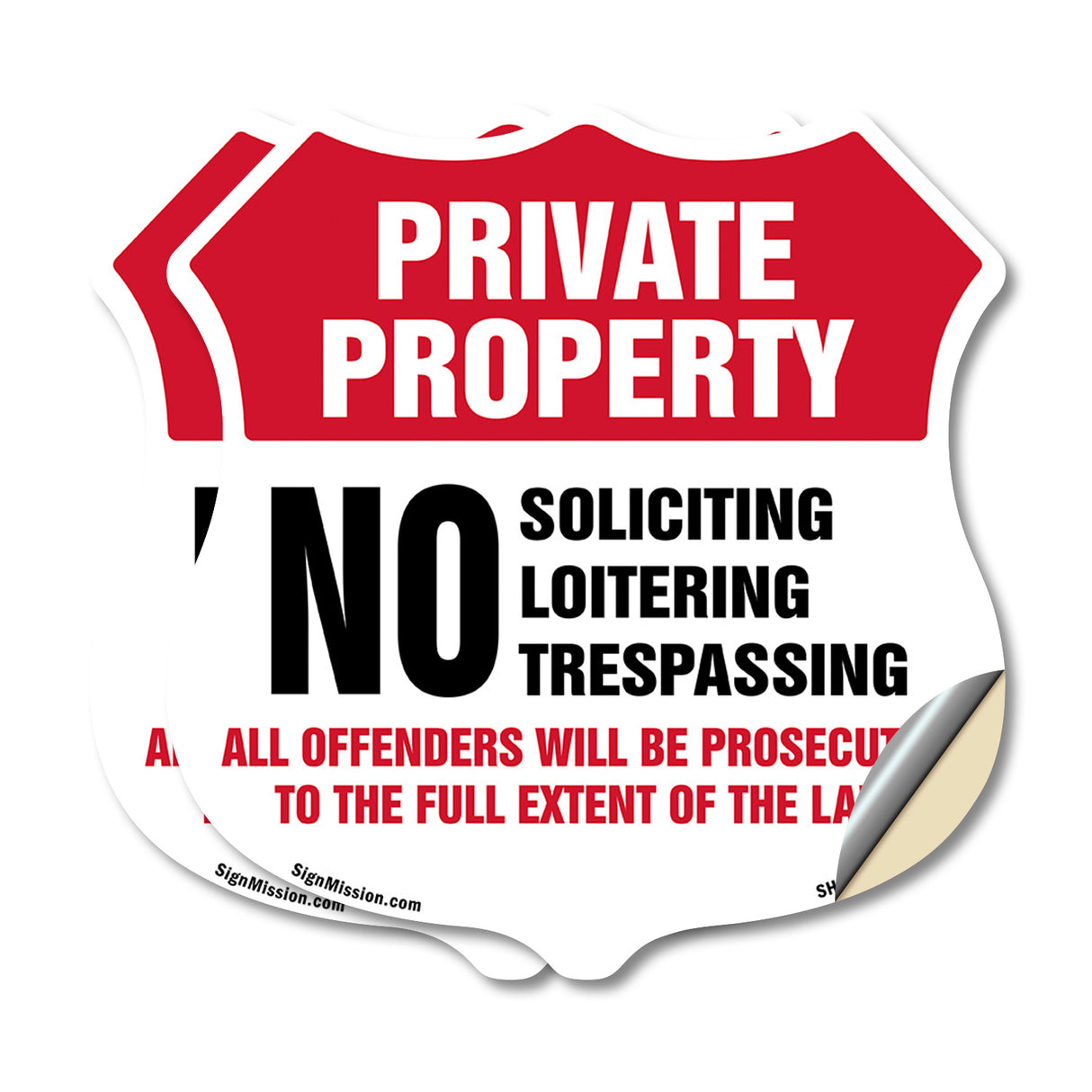 Private Property Shield Label Set No Soliciting Loitering Trespassing All Offenders Will Be Prosecuted To The Full Extent Of Law