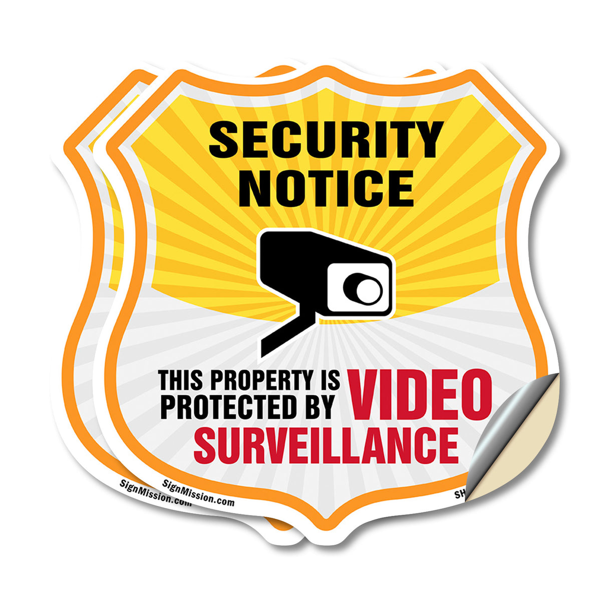 Security Notice Shield Sign This Property Is Protected By Video Surveillance