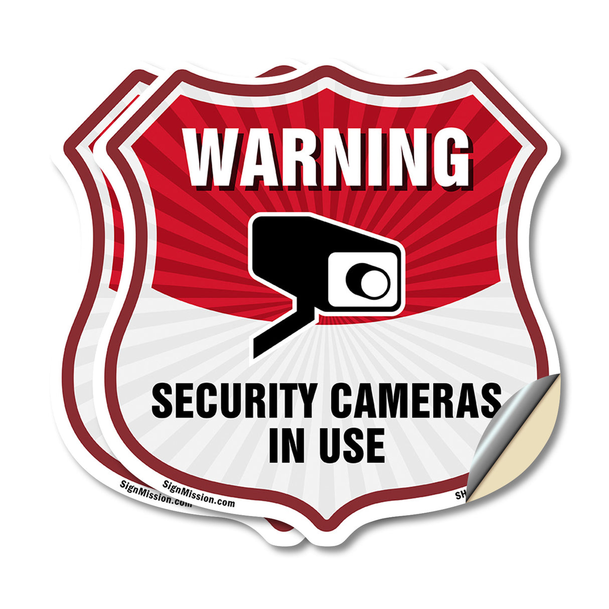 Video Surveillance Shield Sign Warning Security Cameras In Use