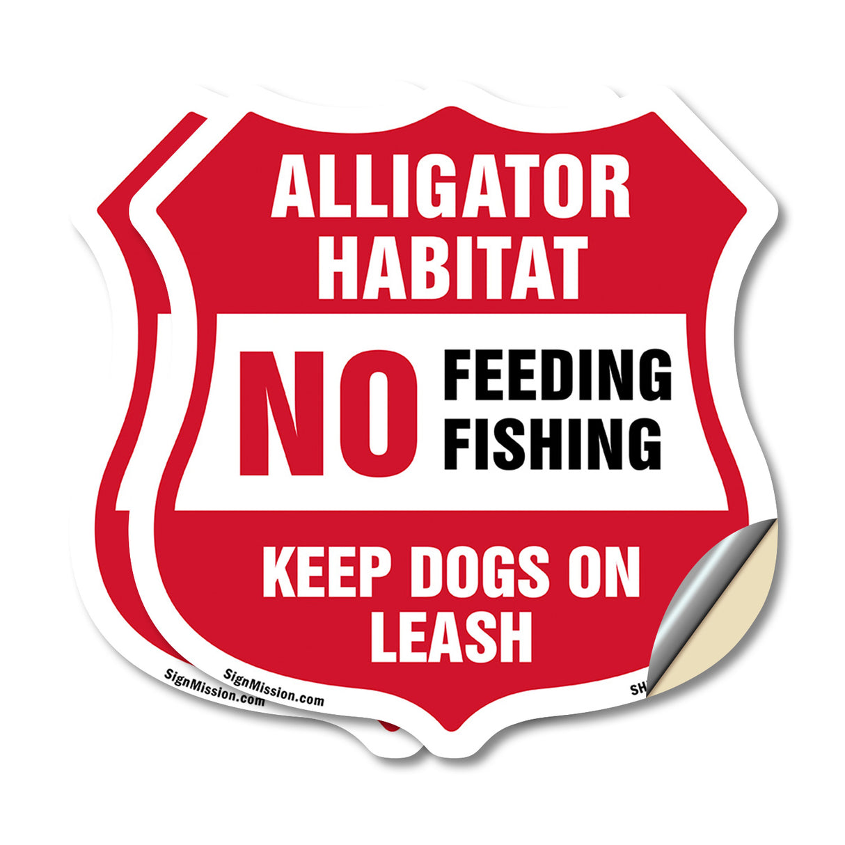Alligator Warning Shield Sign Alligator Habitat No Feeding Fishing. Keep Dogs On Leash
