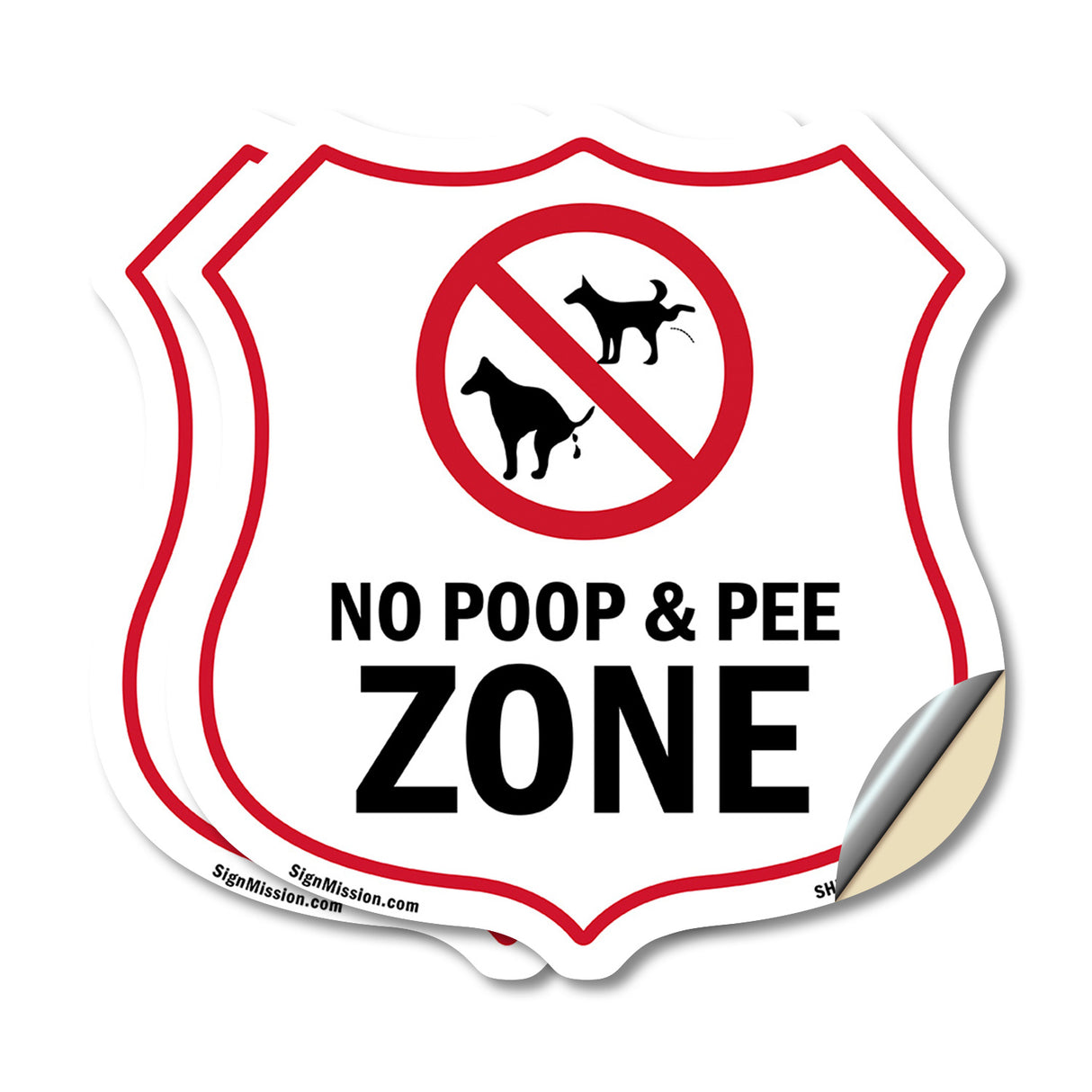 Dog Poop Shield Sign No Poop & Pee Zone