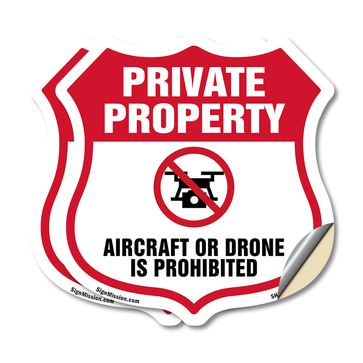 No Drone Shield Sign Aircraft Or Drone Is Prohibited