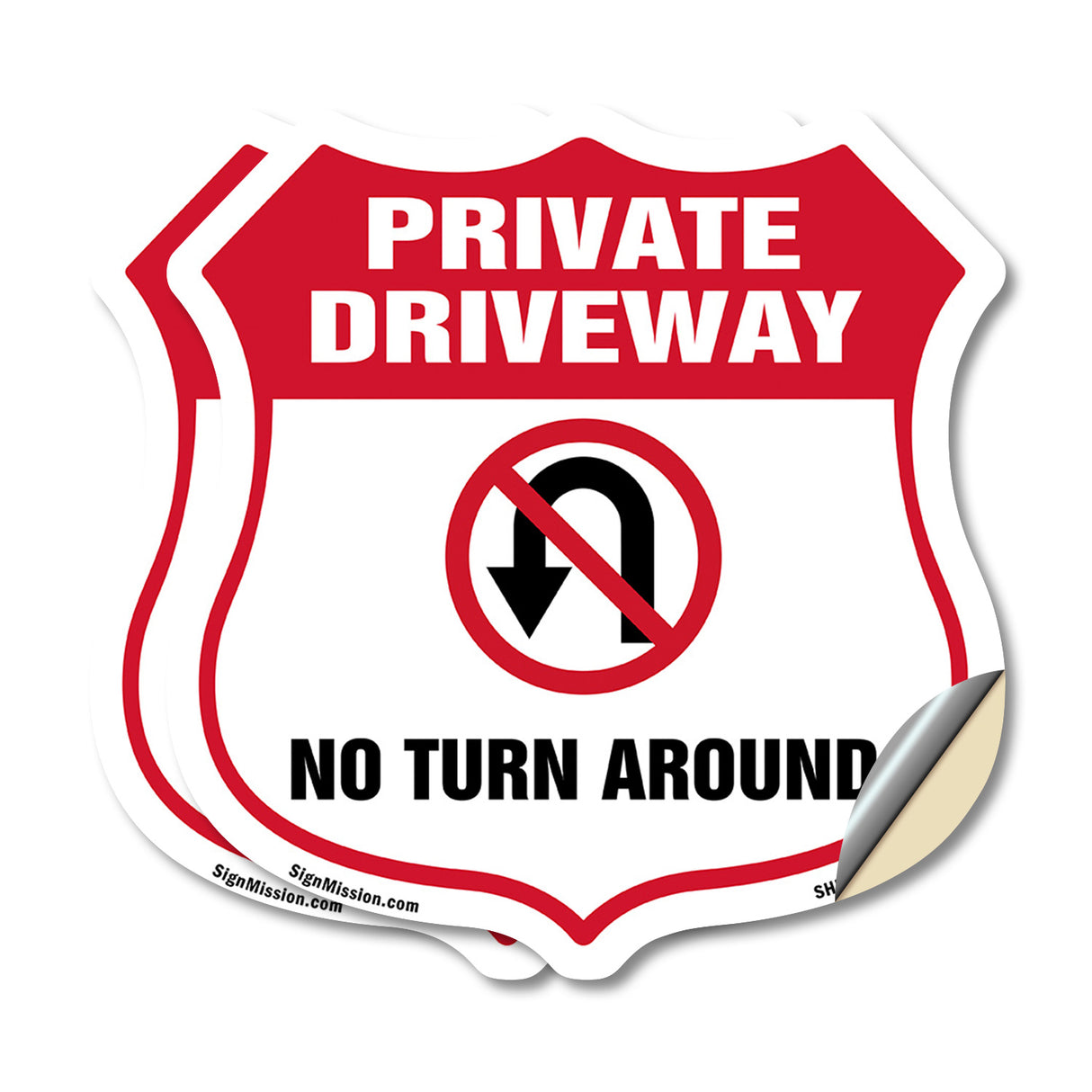 Private Driveway Shield Sign No Turn Around