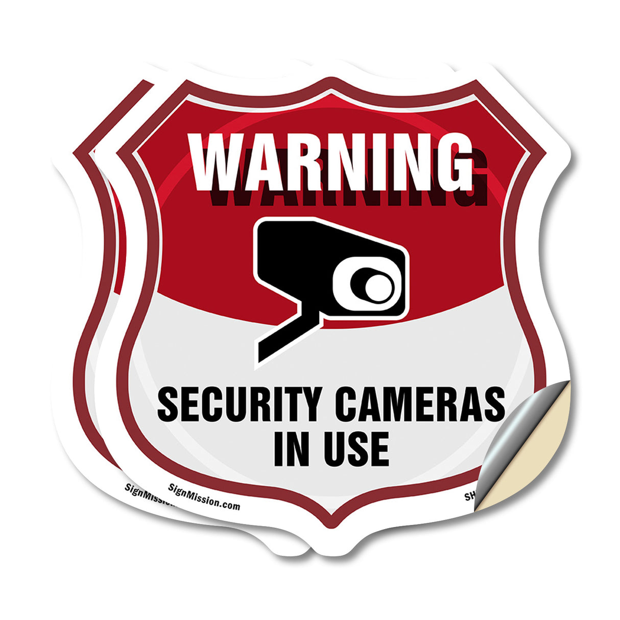 Video Surveillance Shield Sign Warning Security Cameras In Use