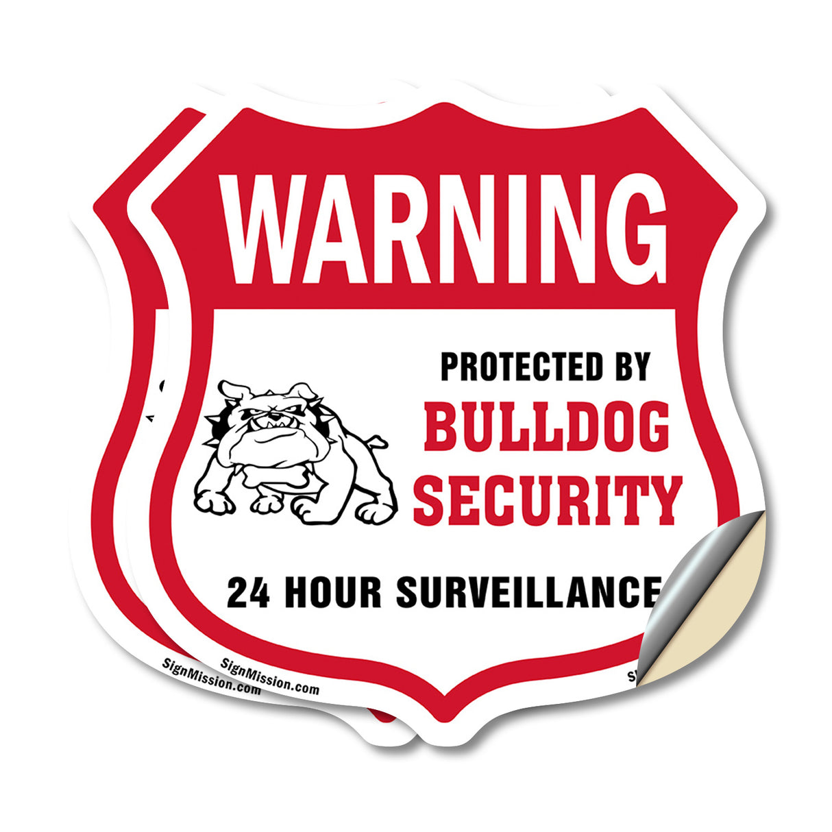 24 Hour Surveillance Shield Sign Warning Protected By Bulldog Security