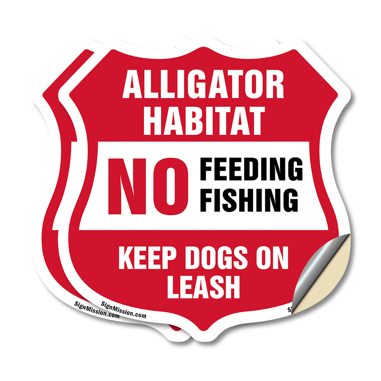Alligator Warning Shield Sign Alligator Habitat No Feeding Fishing. Keep Dogs On Leash