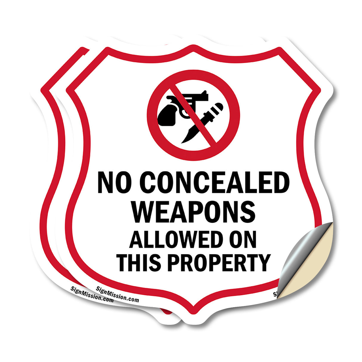Concealed Carry Shield Sign No Concealed Weapons Allowed On This Property