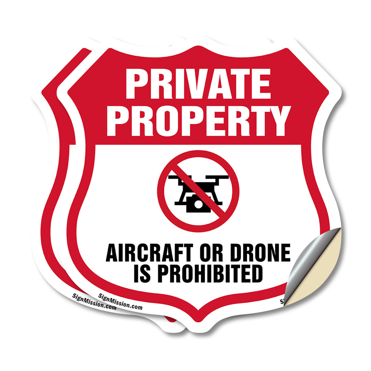No Drone Shield Sign Aircraft Or Drone Is Prohibited