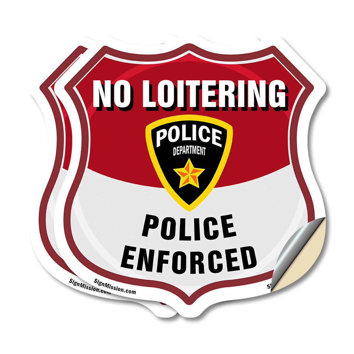 No Loitering Shield Sign Police Enforced. Police Department