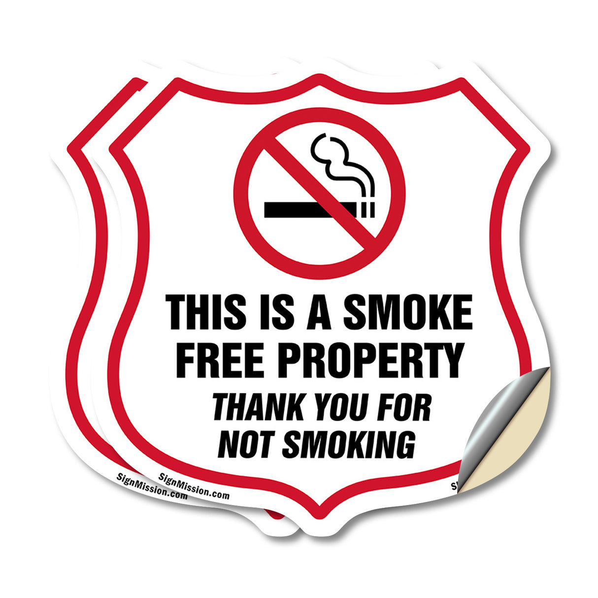No Smoking Shield Sign This Is A Smoke Free Property Thank You For Not Smoking