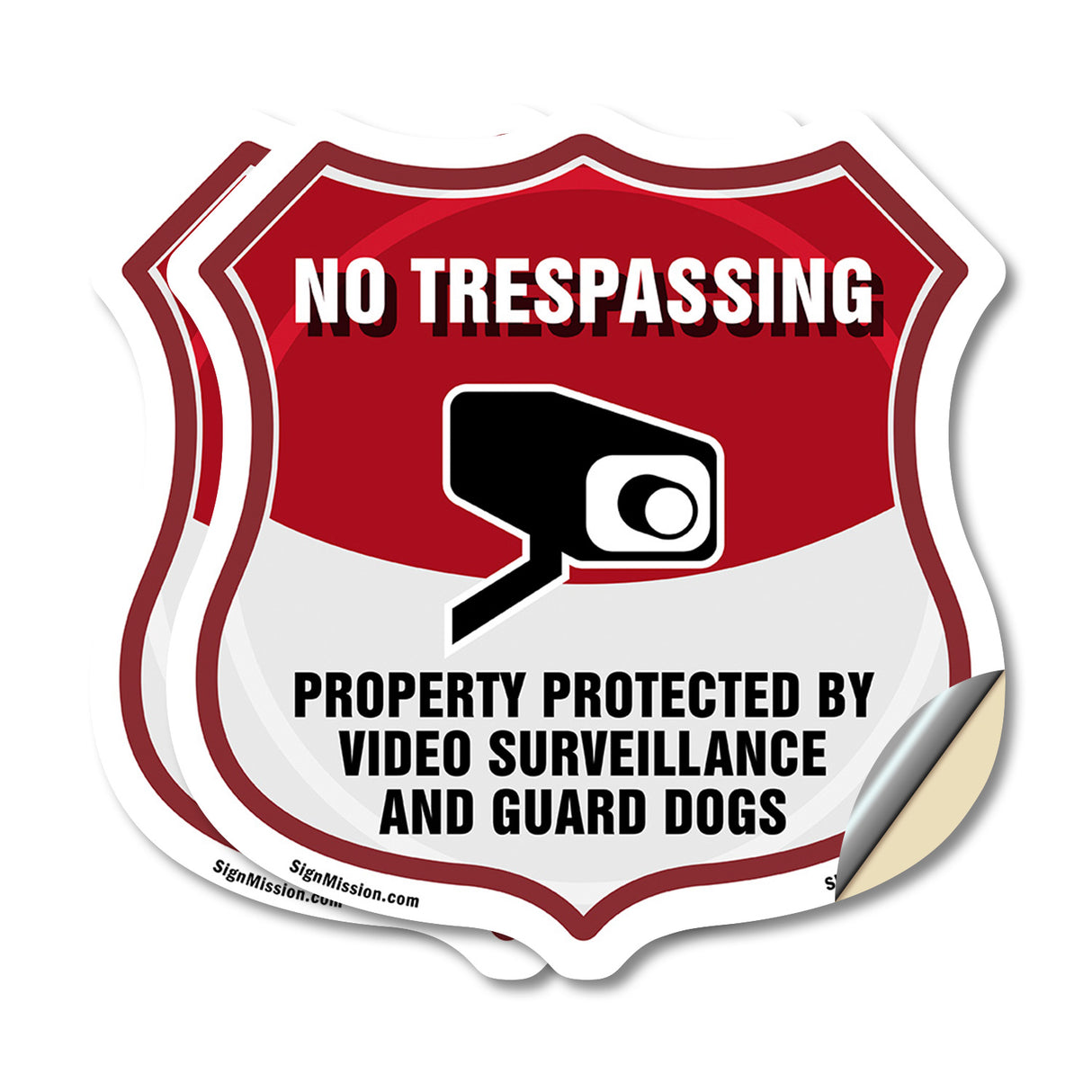 No Trespassing Shield Sign Property Protected By Video Surveillance And Guard Dogs