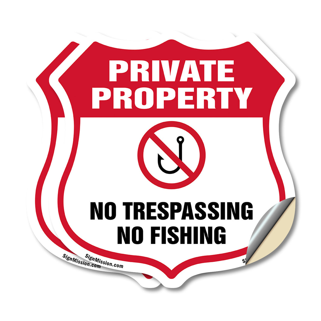 Private Property Shield Sign No Trespassing No Fishing