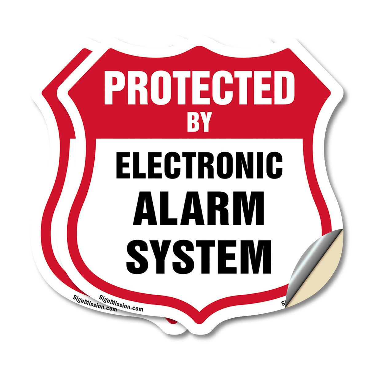 Security Alarm Shield Sign Protected By Electronic Alarm System