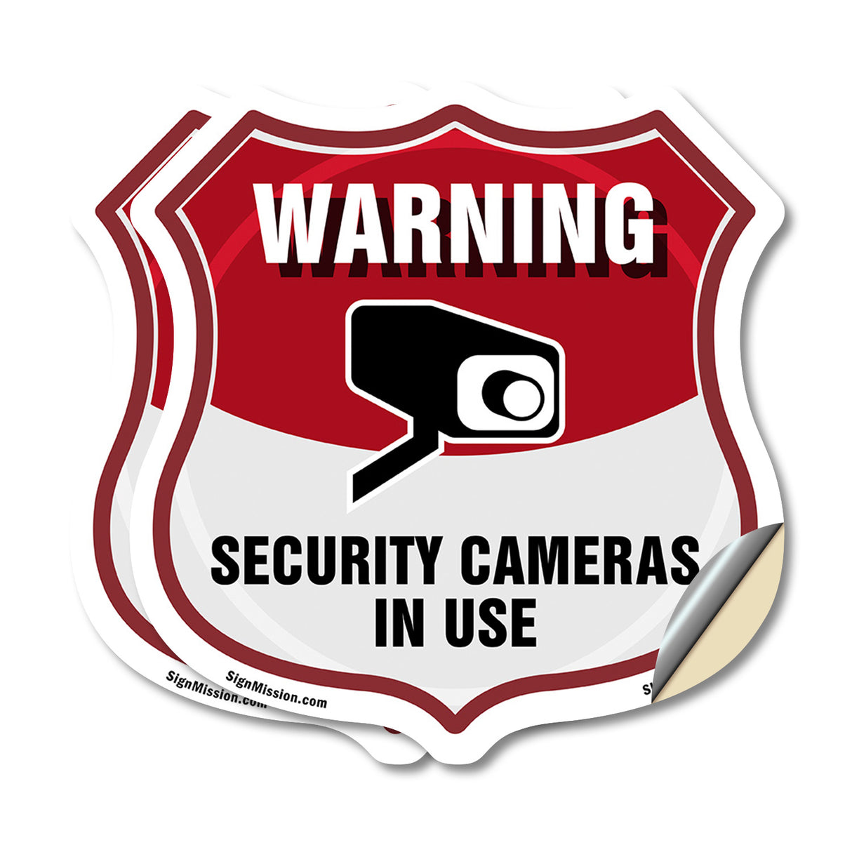 Video Surveillance Shield Sign Warning Security Cameras In Use