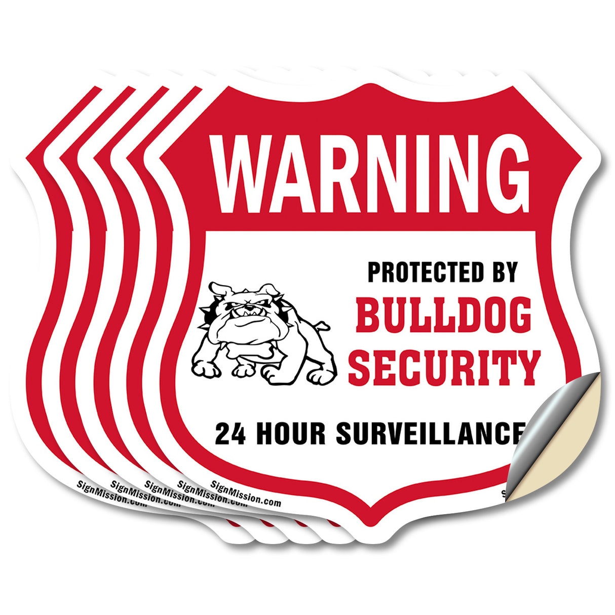 24 Hour Surveillance Shield Sign Warning Protected By Bulldog Security